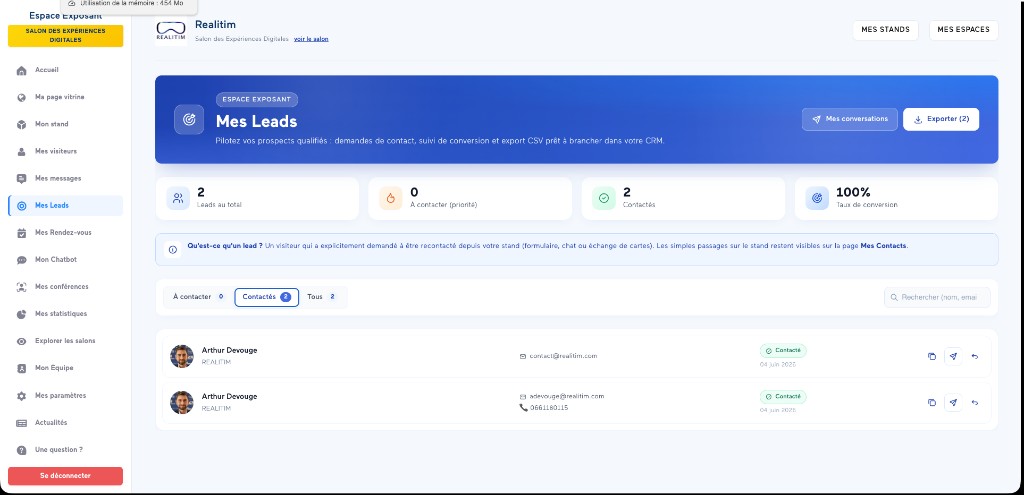 Gestion des leads exposant